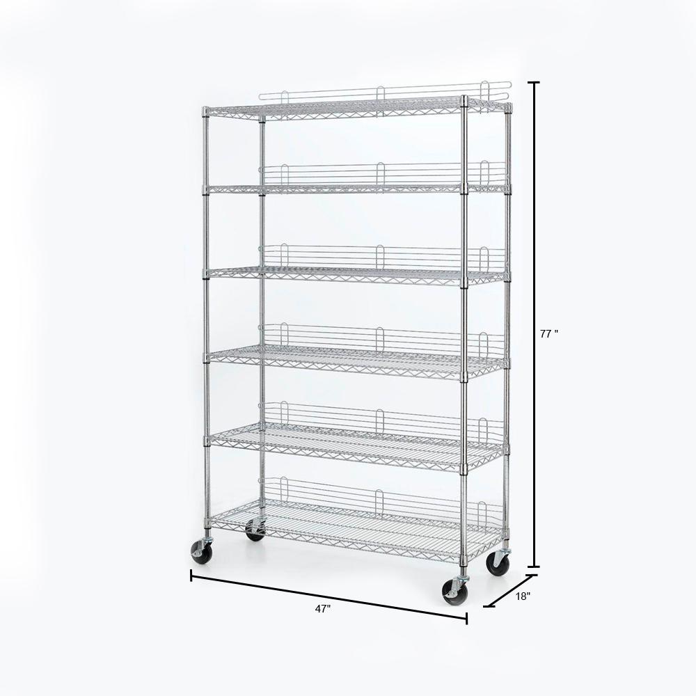 Hdx Chrome 6 Tier Heavy Duty Steel Wire Shelving Unit 48 In W X 77 In H X 18 In D Eh Wshdi 001 The Home Depot