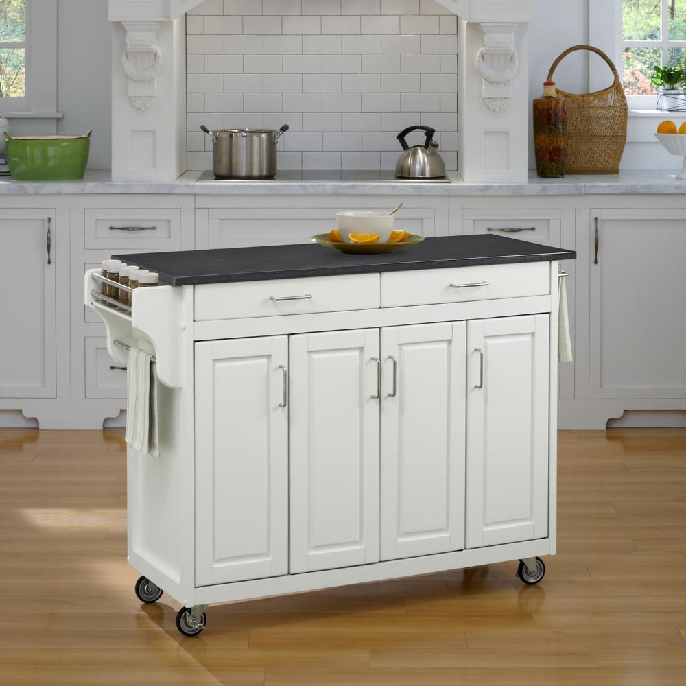 Home Styles Create a Cart  White Kitchen  Cart  With Quartz  