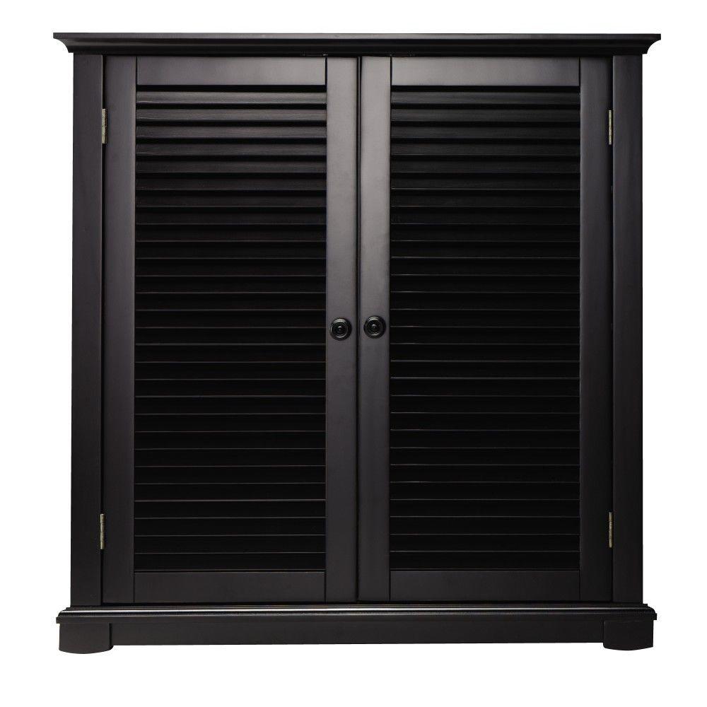 Home Decorators Collection Shutter Worn Black Shoe Storage