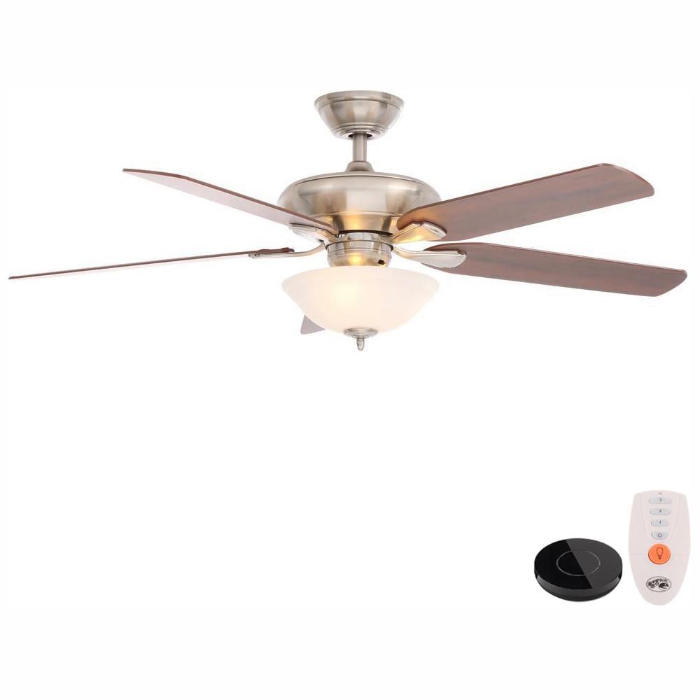 Hampton Bay Flowe 52 In Led Brushed Nickel Ceiling Fan With Light