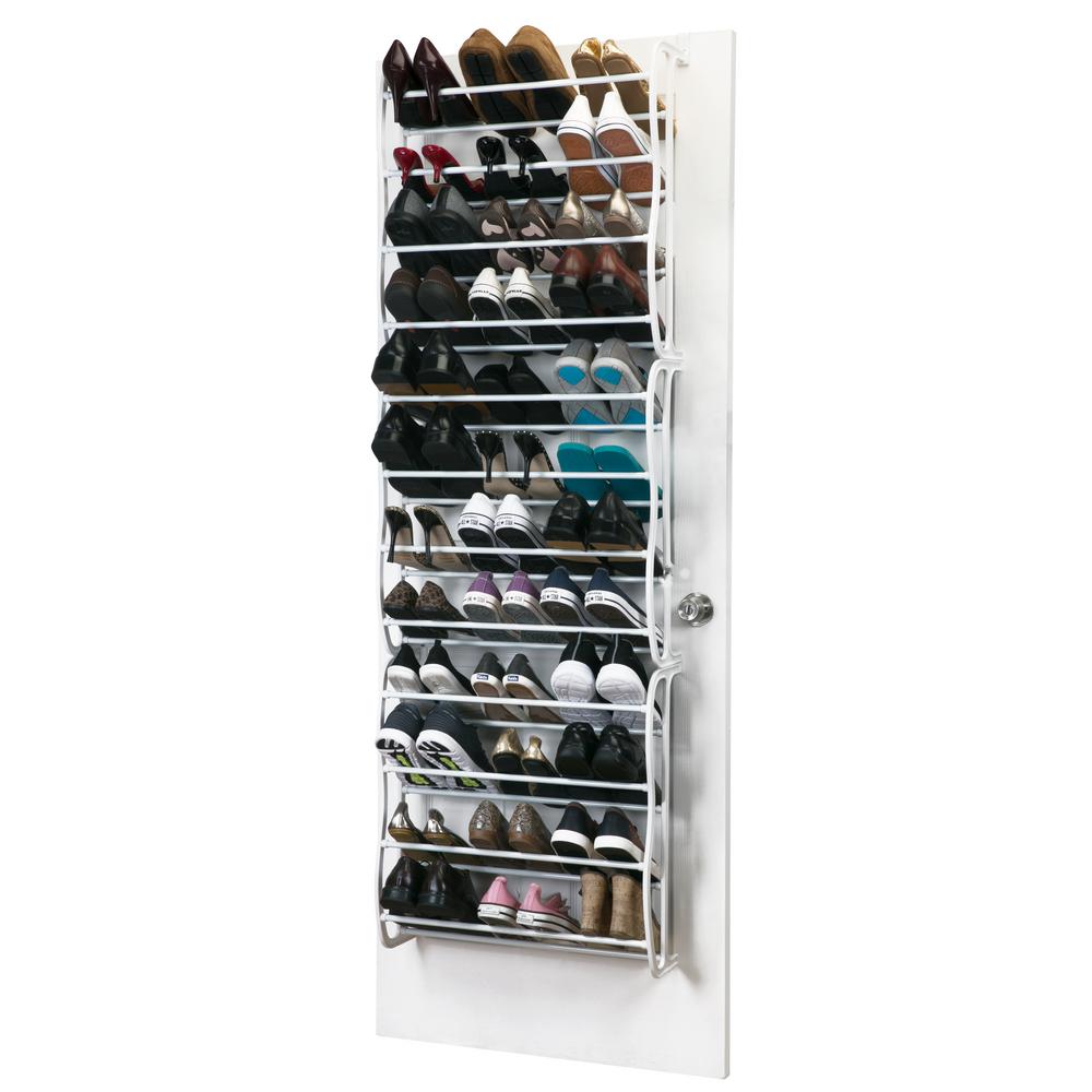 Whitmor 36 Pair Gunmetal Over The Door Shoe Rack Metal Shoe Organizer 6037 7037 Gm The Home Depot