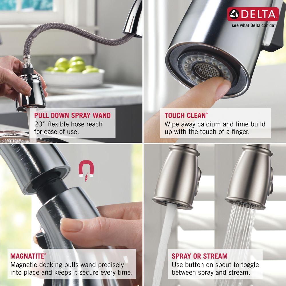 Delta Trinsic Single Handle Pull Down Sprayer Bar Faucet With Magnatite Docking In Matte Black