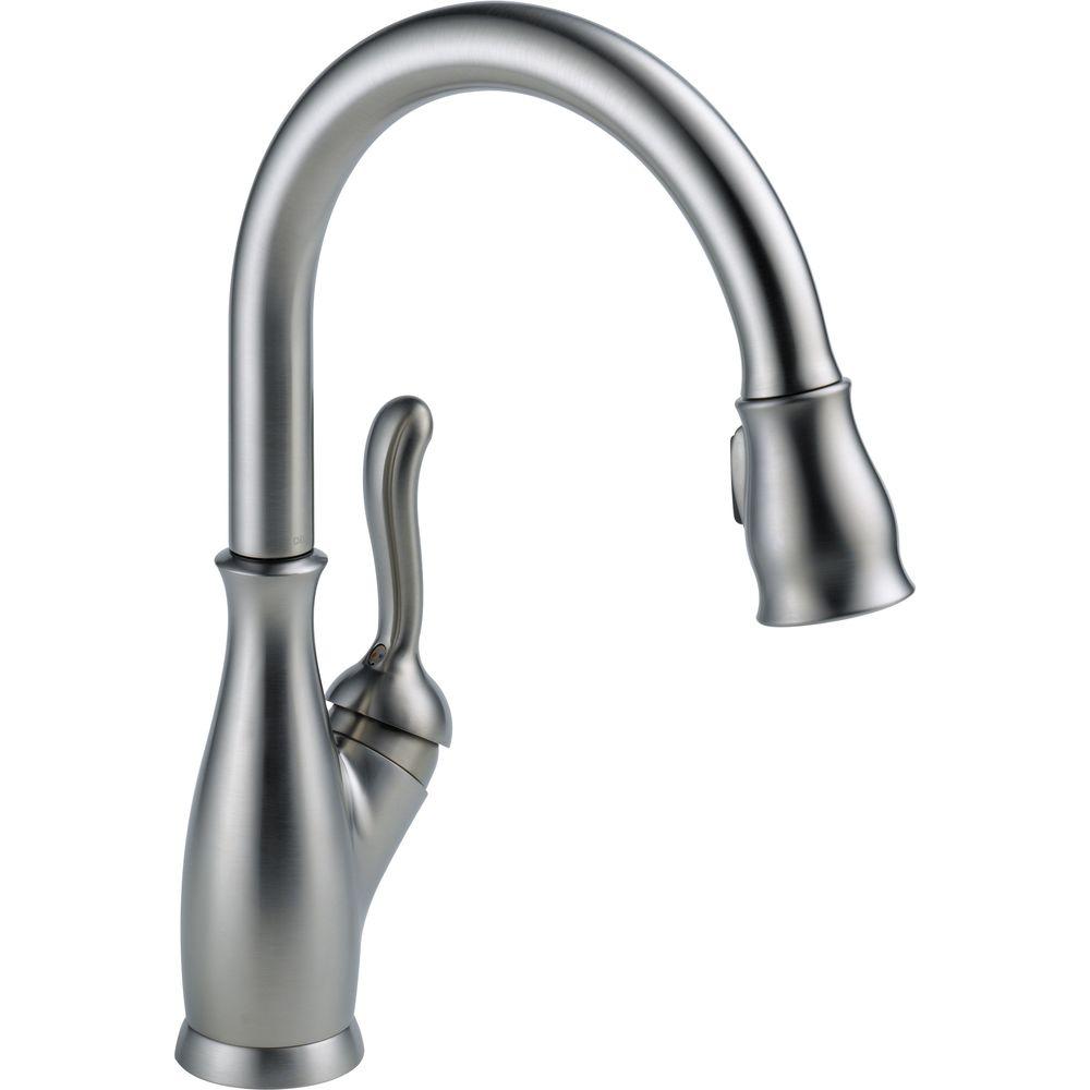 Delta Leland Single Handle Pull Down Sprayer Kitchen Faucet W Shieldspray And Magnatite Docking In Arctic Stainless 9178 Ar Dst The Home Depot