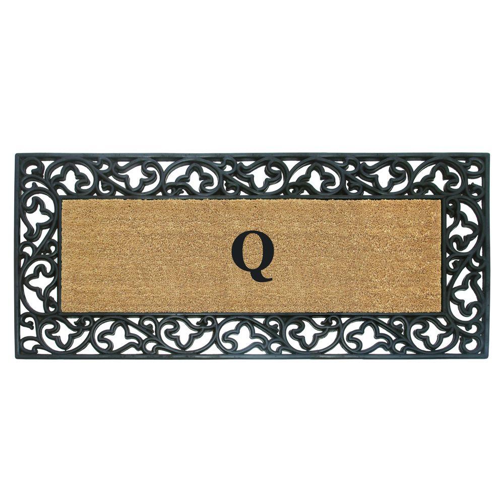 Nedia Home Acanthus Border 24 In X 57 In Rubber Coir Monogrammed