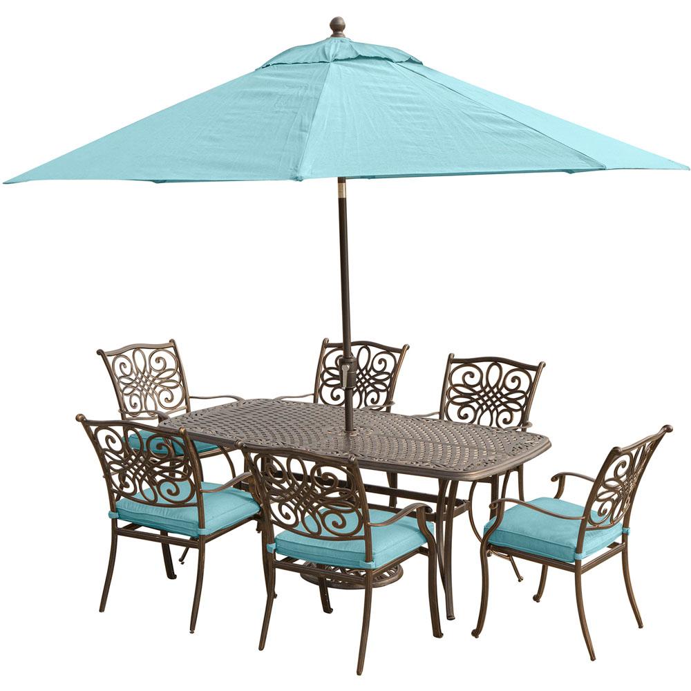 Hanover Traditions 7 Piece Aluminum Outdoor Dining Set With