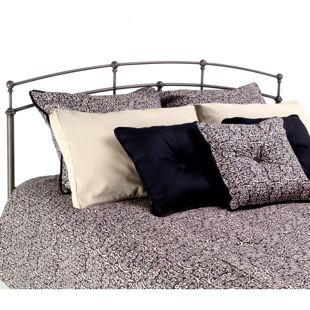 Fenton Queen Size Metal Headboard Panel With Globe Finials In Black Walnut