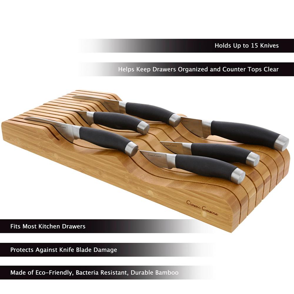 Classic Cuisine Bamboo Knife Block Set M030200 The Home Depot