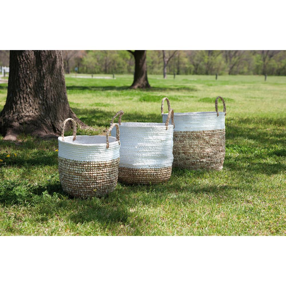 Storage Baskets Home Accents The Depot Shoelace And Raffia Woven Baskets Set Of 3