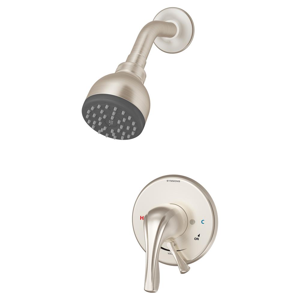 Symmons Origins Single Handle 1 Spray Shower Faucet With Integral Volume Control In Satin Nickel Valve Included