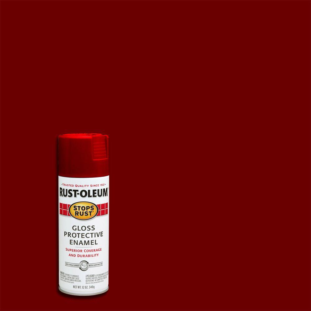 Rust Oleum Stops Rust 12 Oz Protective Enamel Gloss Sunrise Red Spray 