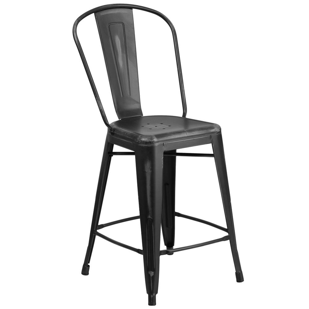 Flash Furniture 24 In Distressed Red Bar Stool ET353424RD The