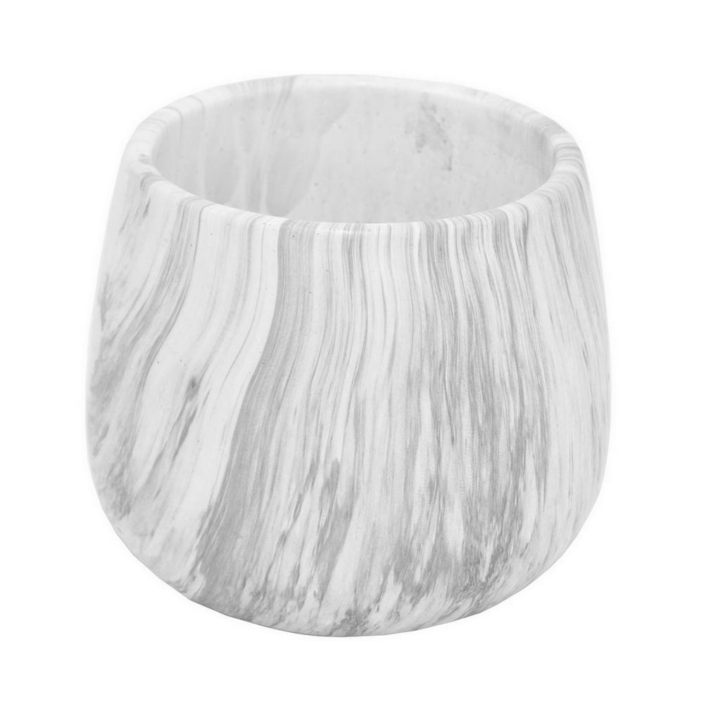 THREE HANDS White Marble Look Flower Pot13955 The Home Depot
