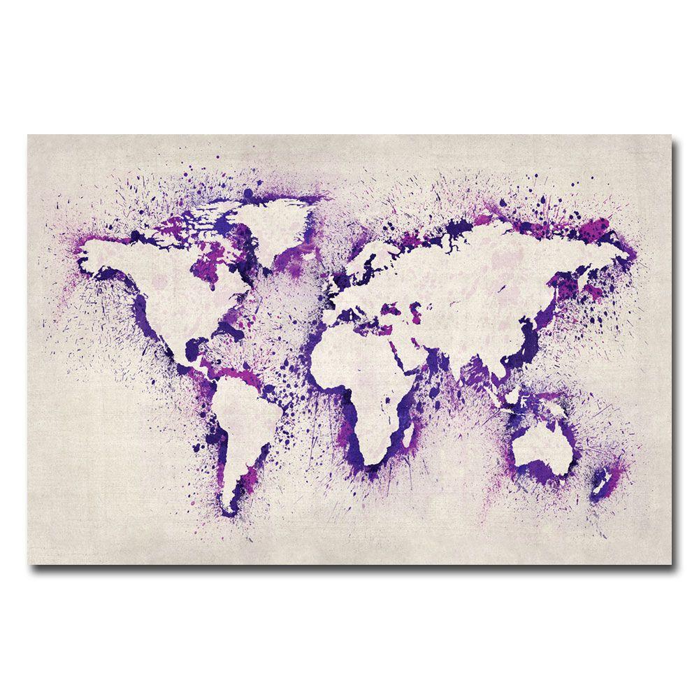 Trademark Fine Art 22 In X 32 Paint Outline World Map