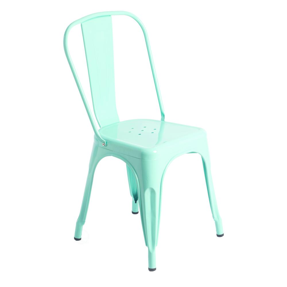 Green Industrial Metal Dining Bistro Chair With Back