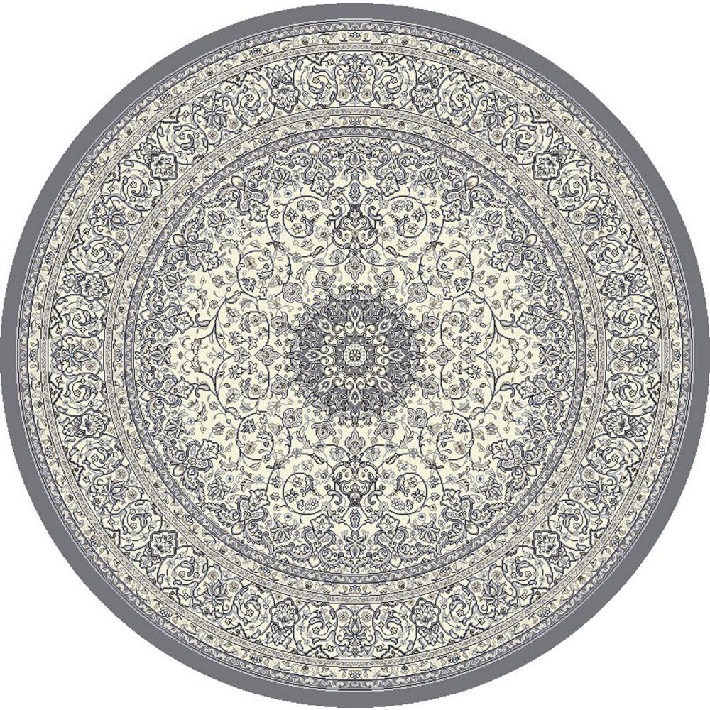 Dynamic Rugs Ancient Garden Cream Grey 5 Ft 3 In Round Area Rug   Cream Grey Dynamic Rugs Area Rugs Anr5571196656 64 1000 