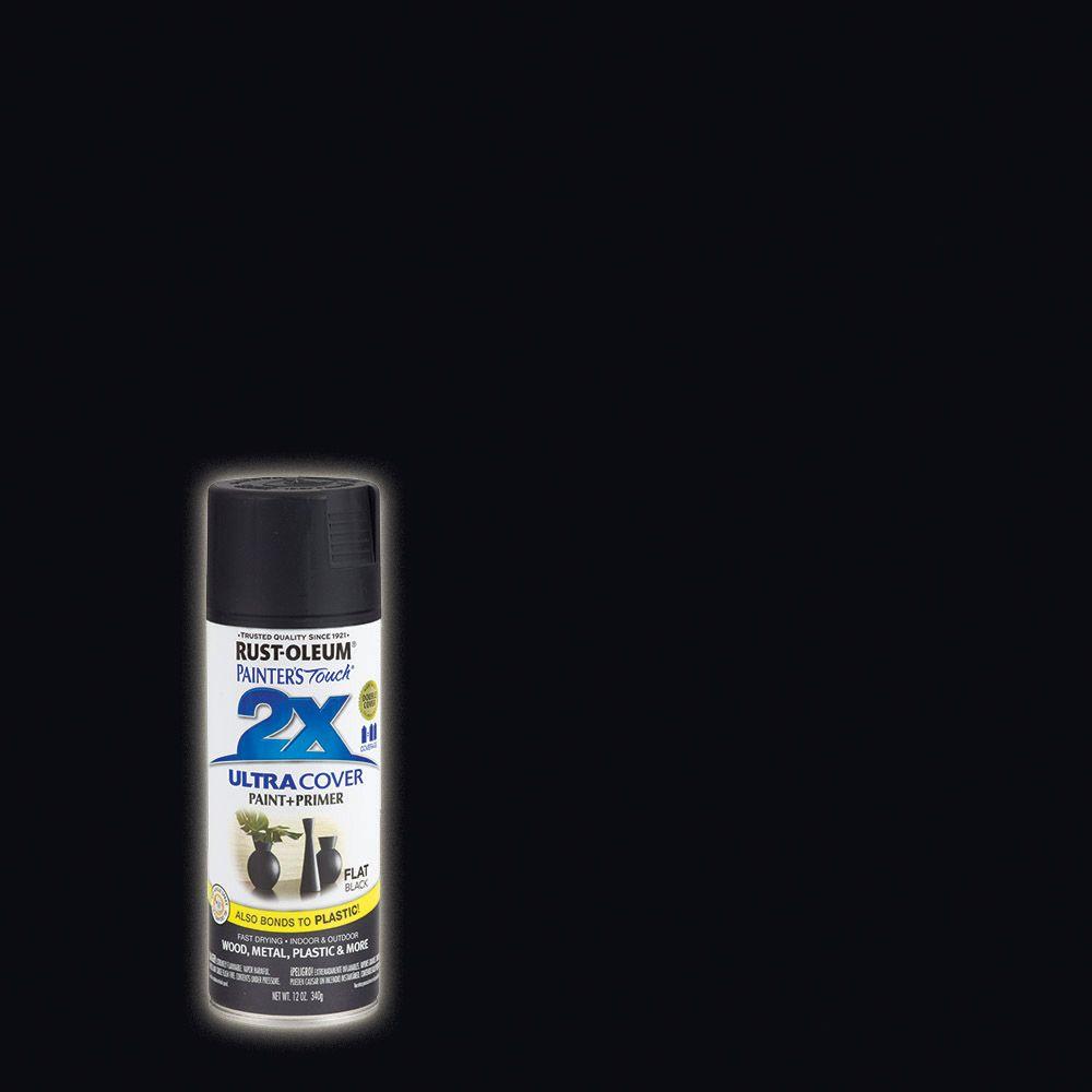 Rust Oleum Painter S Touch 2x Spray Paint The Home Depot 12 Oz Black Flat General Purpose Spray Paint