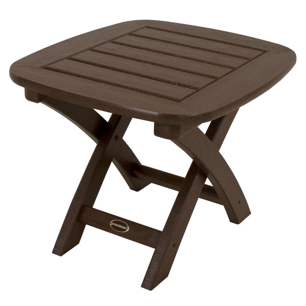 POLYWOOD Nautical 21 in. x 18 in. Mahogany Plastic Outdoor Patio Side