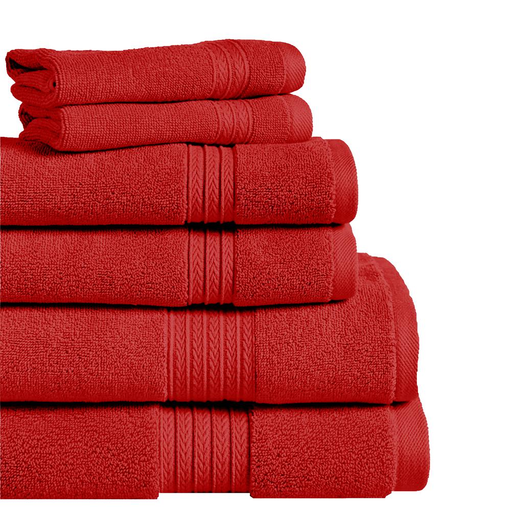 Espalma Summit 6Piece Red 100 Cotton Bath Towel Set 874253 The Home Depot