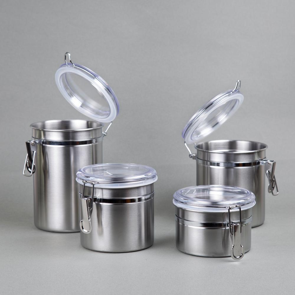 Creative Home Set Of 4 Pieces Stainless Steel Canister Container