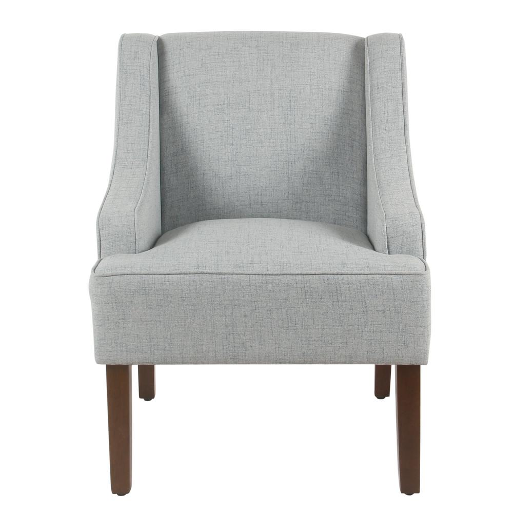 Homepop Linen Look Light Blue Classic Swoop Arm Accent Chair K6499 F2206 The Home Depot