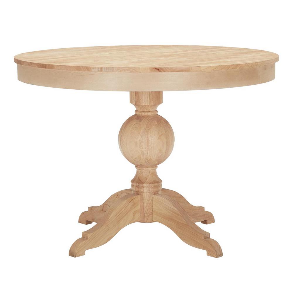 Stylewell Unfinished Wood Round, Round Pedestal Table