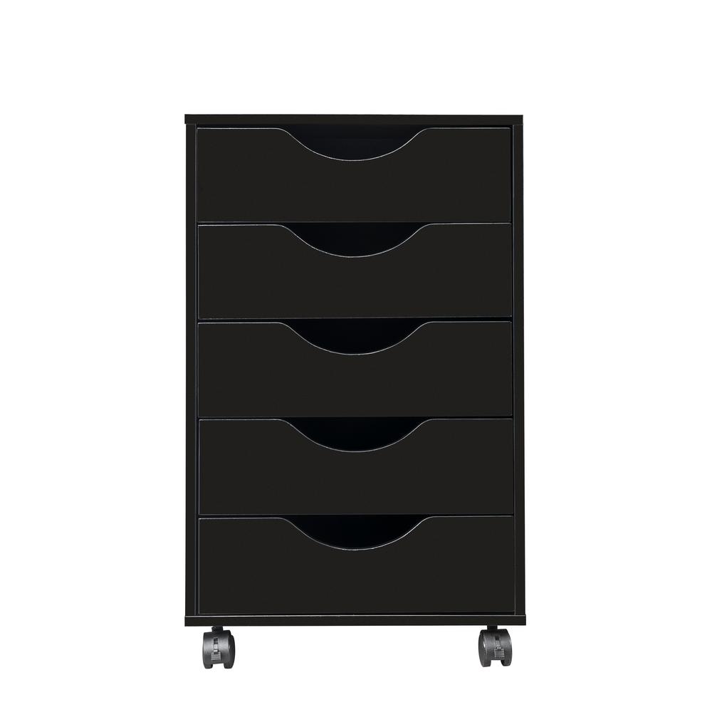 Merax 5 Drawer Home Office Black With Locking Casters Mobile File Cabinet Pp192508baa The Home Depot