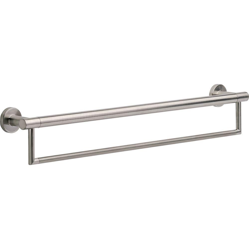 Delta Decor Assist Contemporary 24 In Towel Bar With Assist Bar In   Stainless Delta Grab Bars 41519 Ss 64 1000 