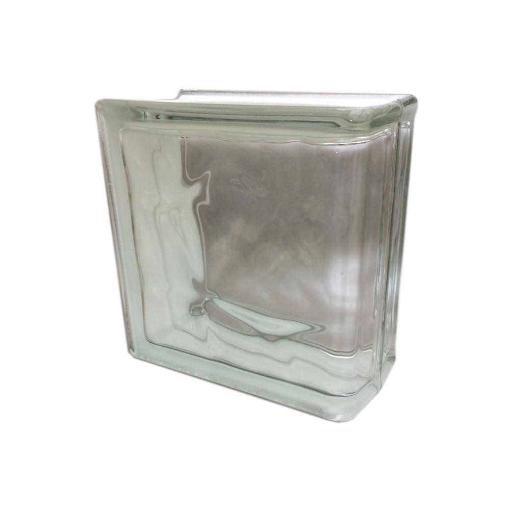 Seves Nubio 7.75 in. x 7.75 in. x 3.875 in. Wave Pattern End Glass Block (4Pack)WEB8X8 The