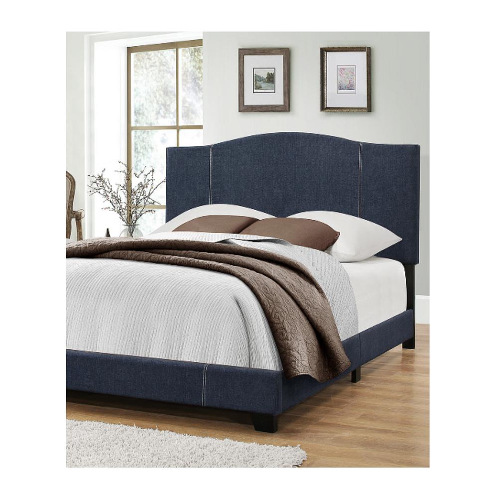 Pulaski Furniture Queen All In One Modified Camel Back Upholstered Queen All In One Modified Camel Back Upholstered Bed Denim Vintage Blue