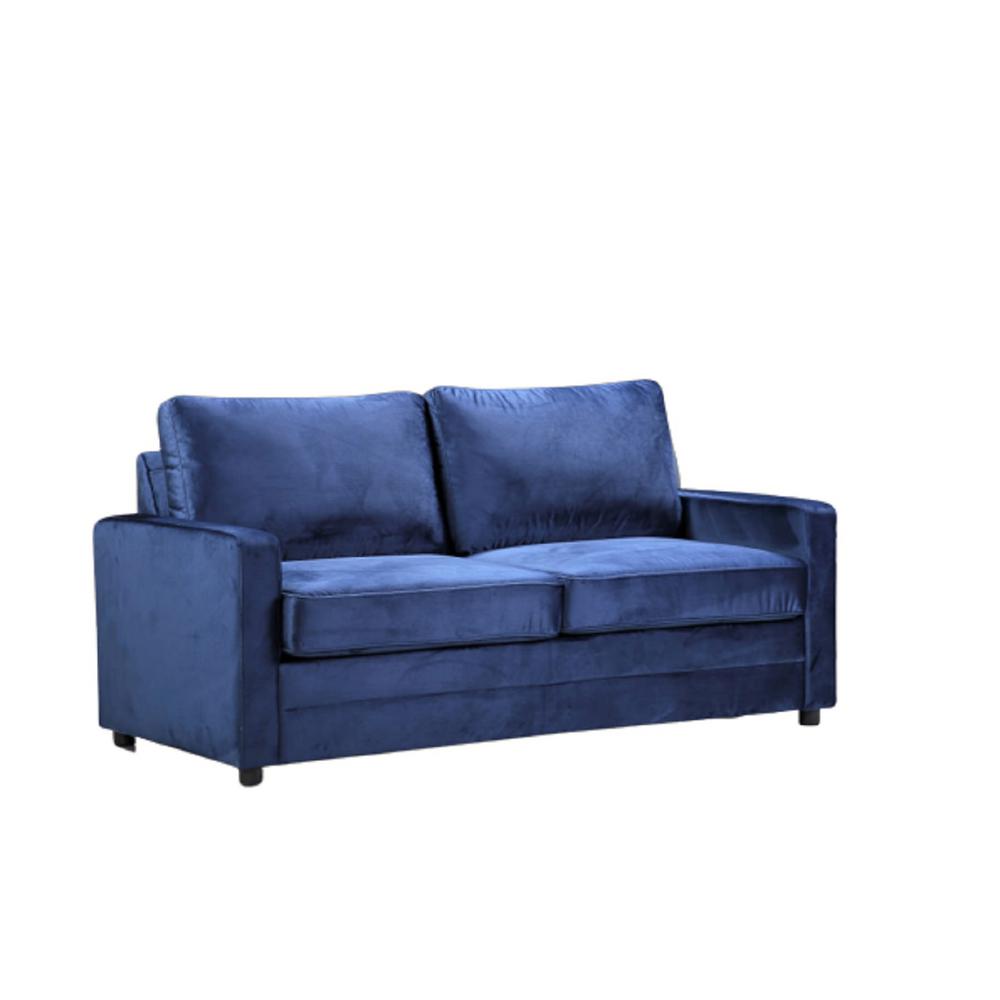 US PRIDE FURNITURE Rivian Dark Blue Velvet Sofa Bed Slepper with Mattress S5597 The Home Depot