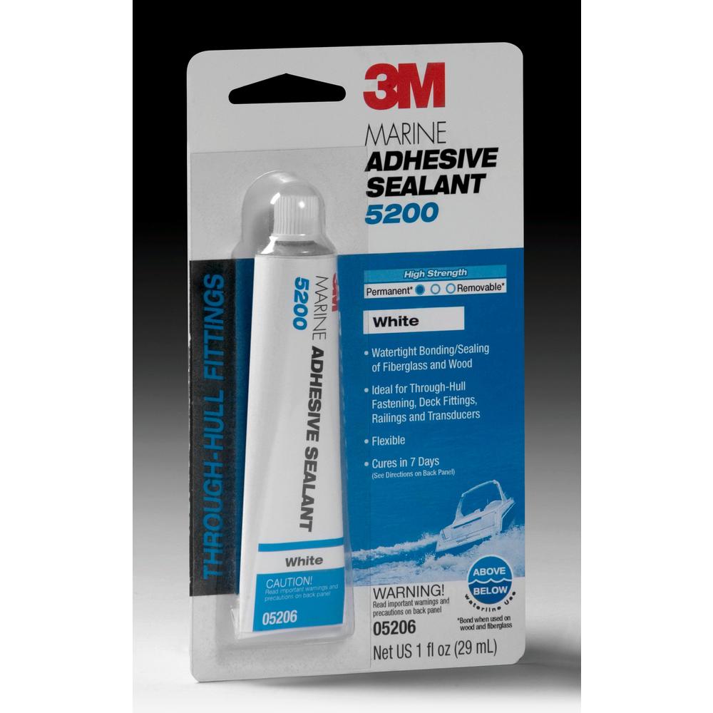 3M Marine Adhesive 5200 1 fl. oz. White Polyurethane Sealant (12Pack)5206 The Home Depot
