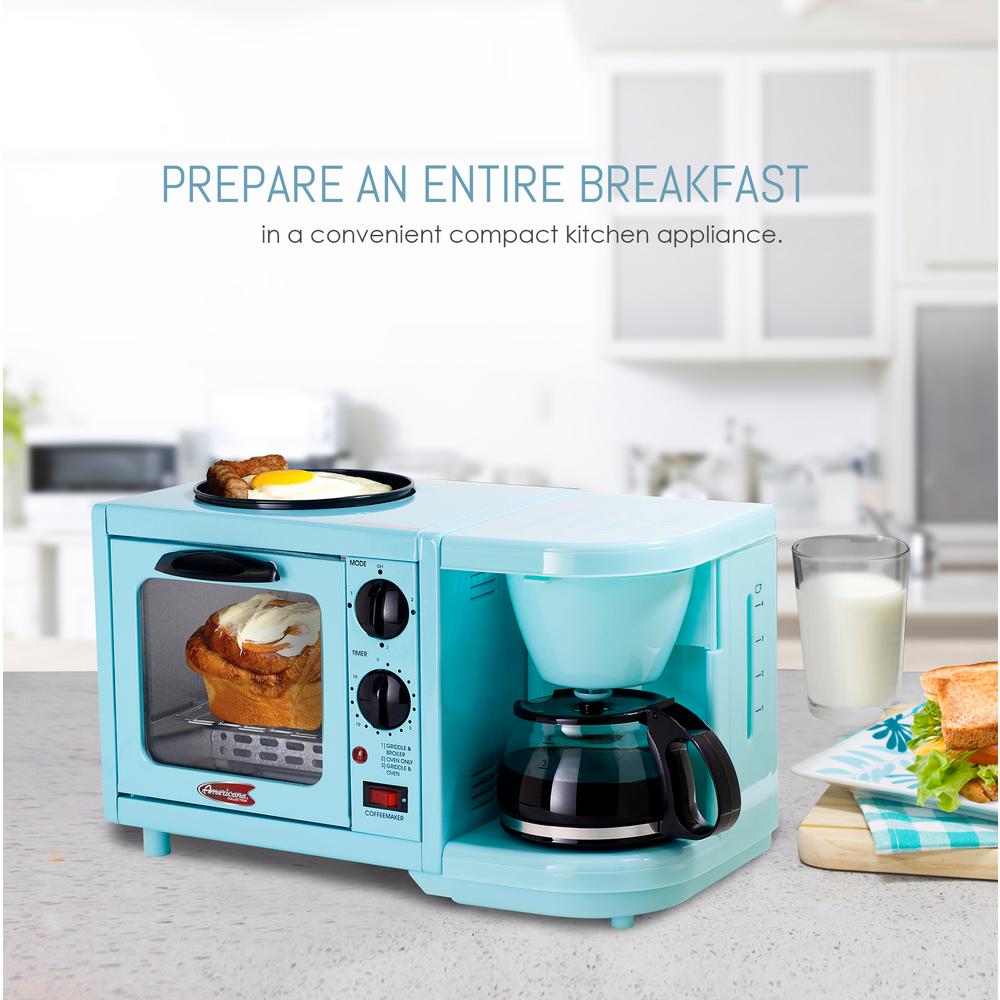Elite 500 W 2 slice Blue Toaster Oven with Coffee Maker and GriddleEBK200BLFFP The Home Depot