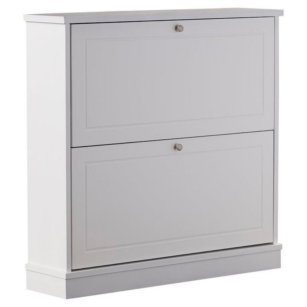 Unbranded 31 75 In X 30 In 12 Pair Shoe Storage Cabinet With 2 Drawers In White Finish Sc1172wh The Home Depot