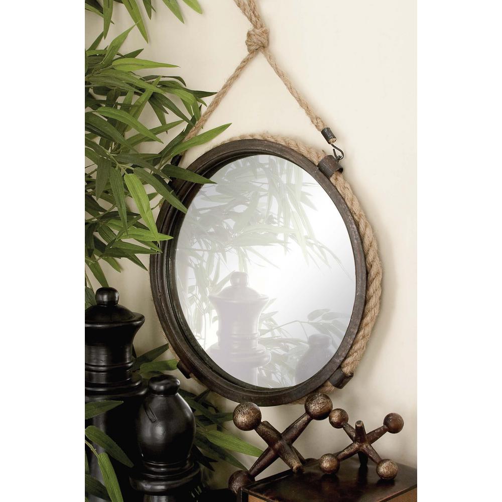 Litton Lane 2 Piece Rustic Round Braided Rope And Iron Framed Mirror Litton Lane 2 Piece Rustic Round Braided Rope And Iron Framed Mirror Set