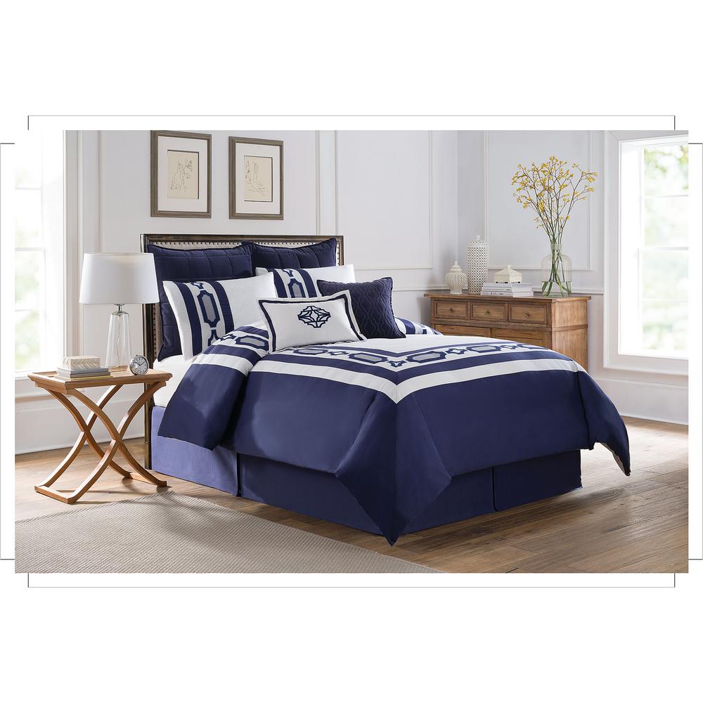 Royal Heritage Home Soho New York Hotel Embroidery 8 Piece Blue Royal Heritage Home Soho New York Hotel Embroidery 8 Piece Blue Queen Comforter Set