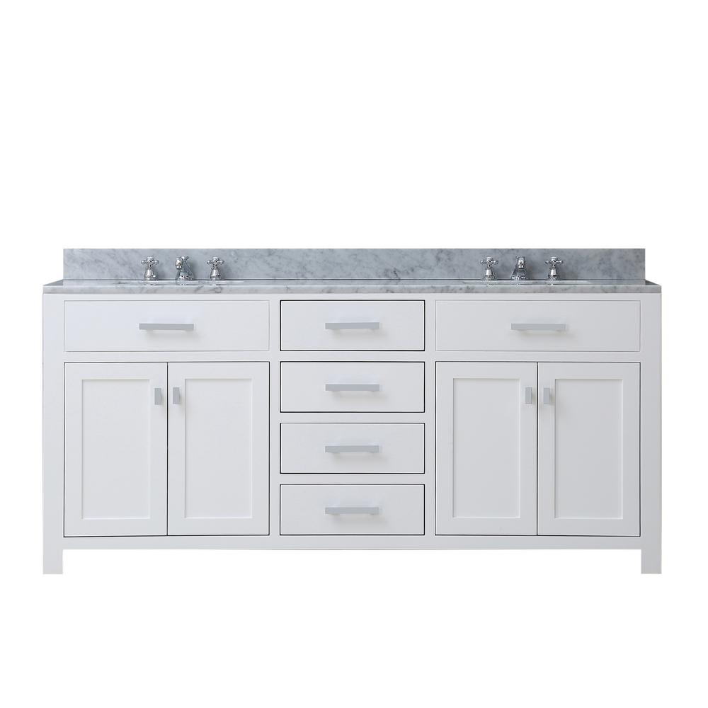 Water Creation Madison 72 In Vanity In Modern White With Marble Vanity Top In Carrara White Madison72w The Home Depot