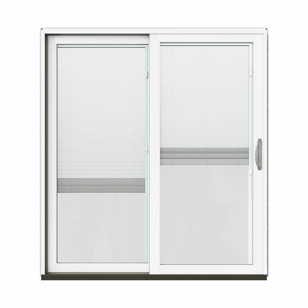 Jeld Wen 72 In X 80 W 2500 Contemporary Silver Clad Wood Left Hand Full Lite Sliding Patio Door White Paint Interior