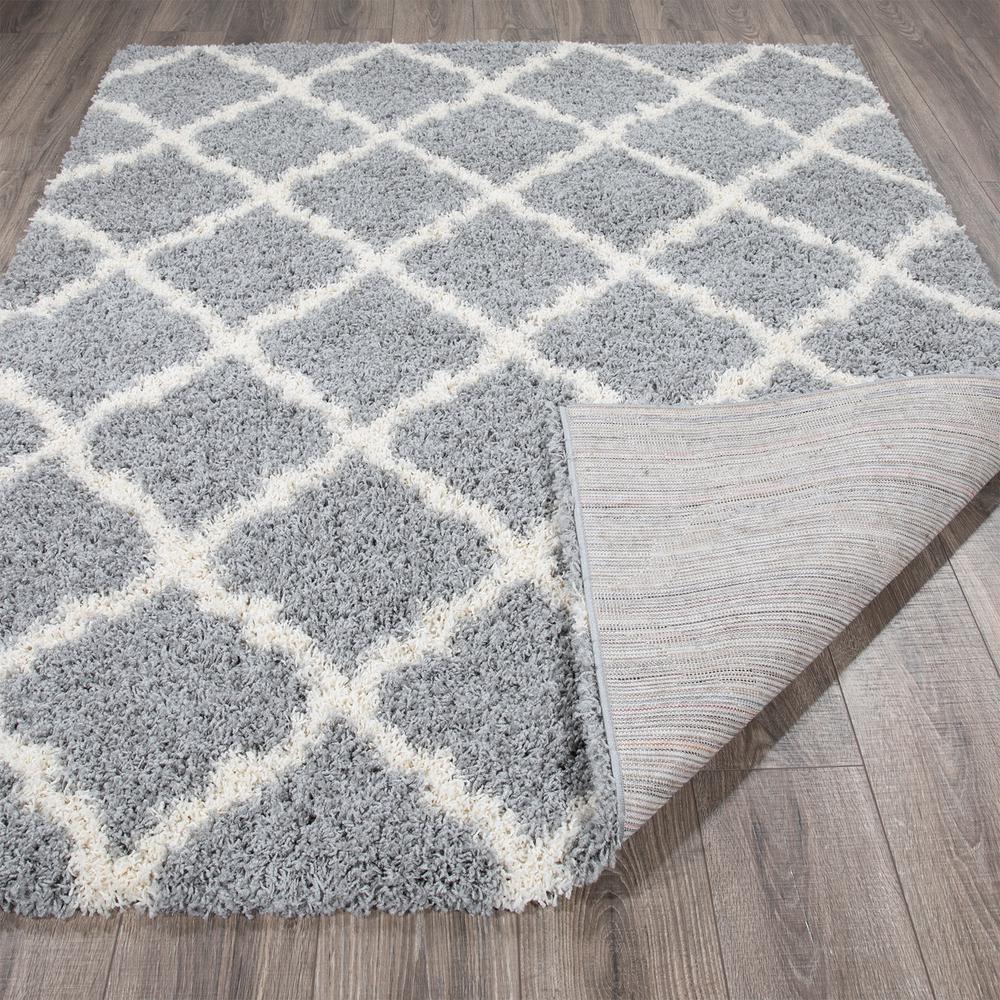 Ottomanson Ultimate Shag Contemporary Moroccan Trellis Design Gray 7 Ft X 9 Ft Area Rug Shg2273 7x10 The Home Depot
