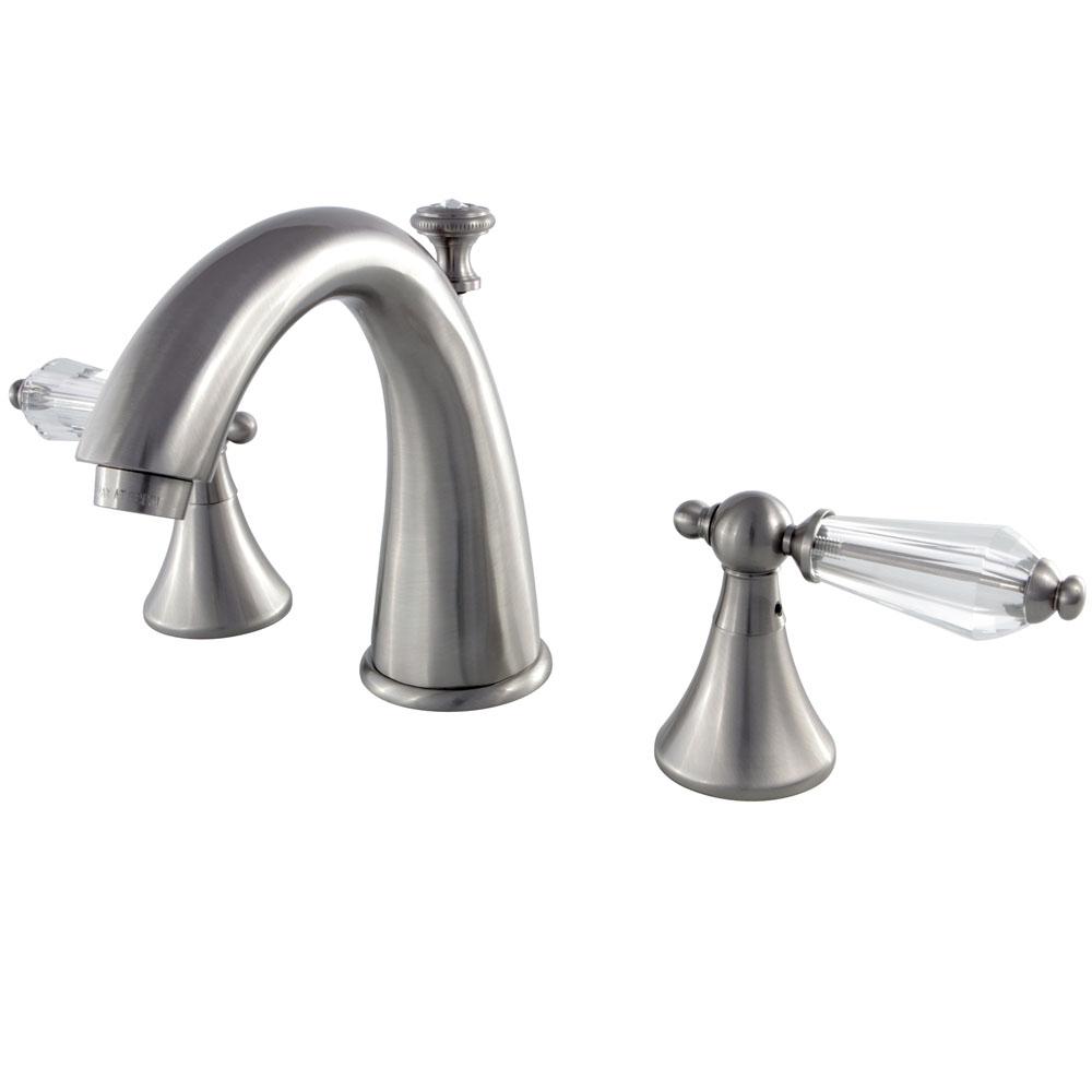 Kingston Brass Modern Crystal 8 In Widespread 2 Handle High Arc   Brushed Nickel Kingston Brass Widespread Bathroom Sink Faucets Hks2978wll 64 1000 