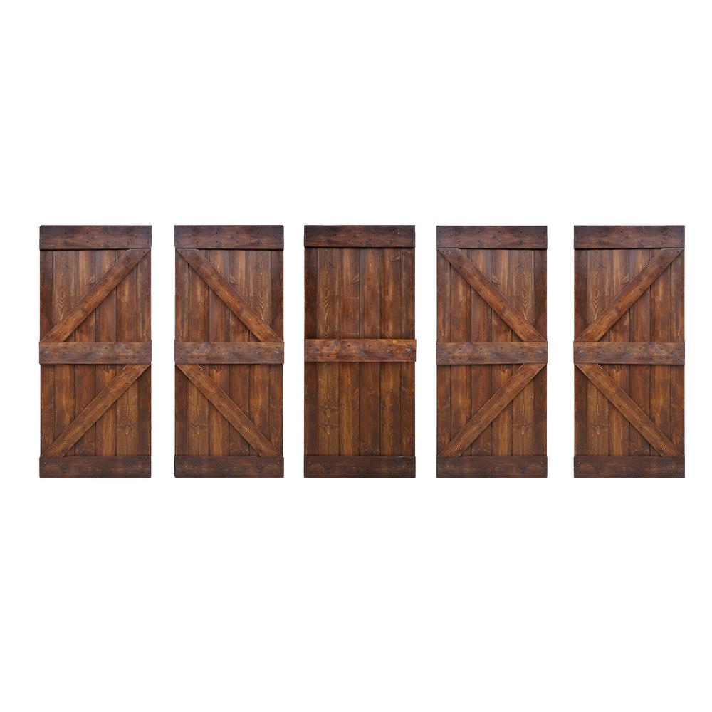 Wellhome 36 In X 84 In K Series Diy Dark Walnut Finished Knotty Pine Wood Sliding Barn Door Slab With Hardware Kit Sdk 79 Dwb36 D The Home Depot