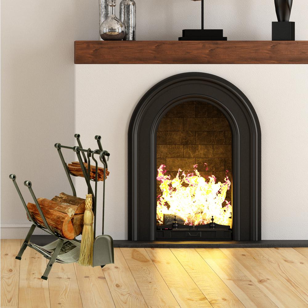 Enclume 1.83 ft. Front Loading Firewood Rack with Tools in Hammered Steel by Enclume
