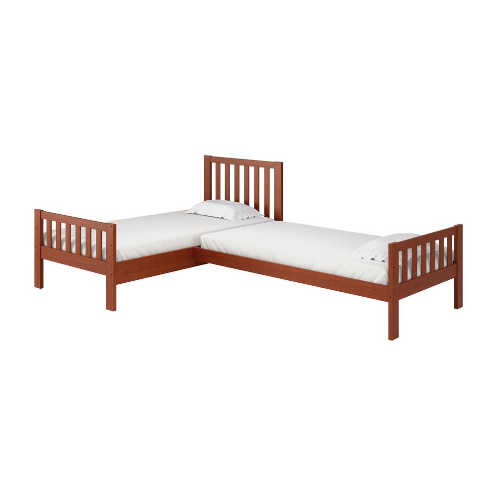 Alaterre Furniture Aurora Chestnut Twin Corner Twin Wood Bed