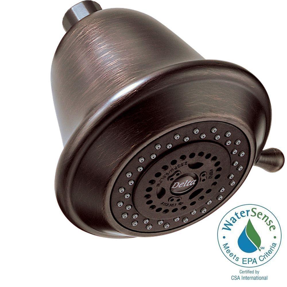 Delta 3-Setting 3-Spray Touch-Clean Shower Head in Venetian Bronze ...