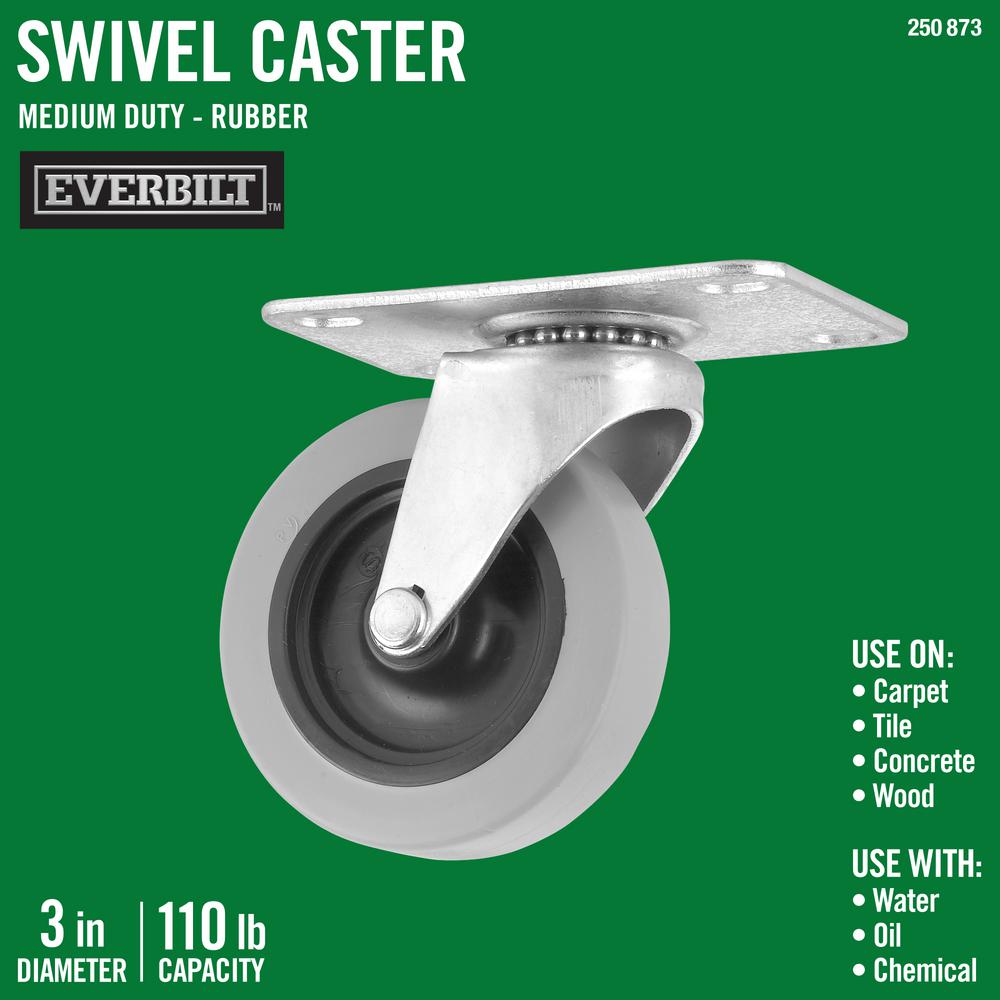 Everbilt 3 in. Swivel NonMarking Rubber Caster4030345EB The Home Depot