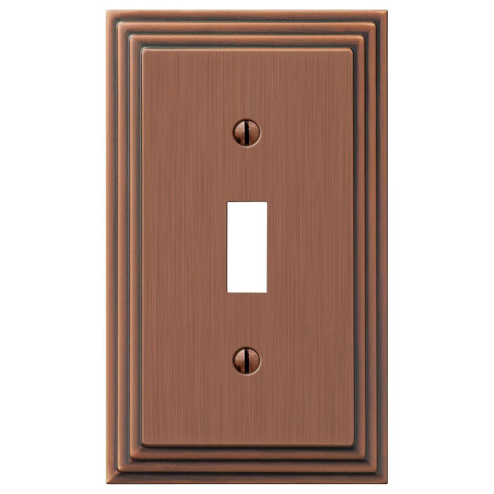 1 Copper Switch Plates Wall The Home Depot Tiered 1 Toggle Wall Plate Antique Copper Cast