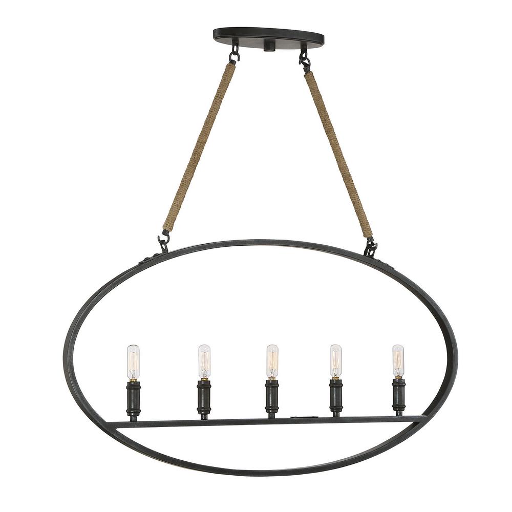 Filament Design 5 Light Rustic Black With Rope Pendant Cli Sh269554 5 Light Rustic Black With Rope Pendant