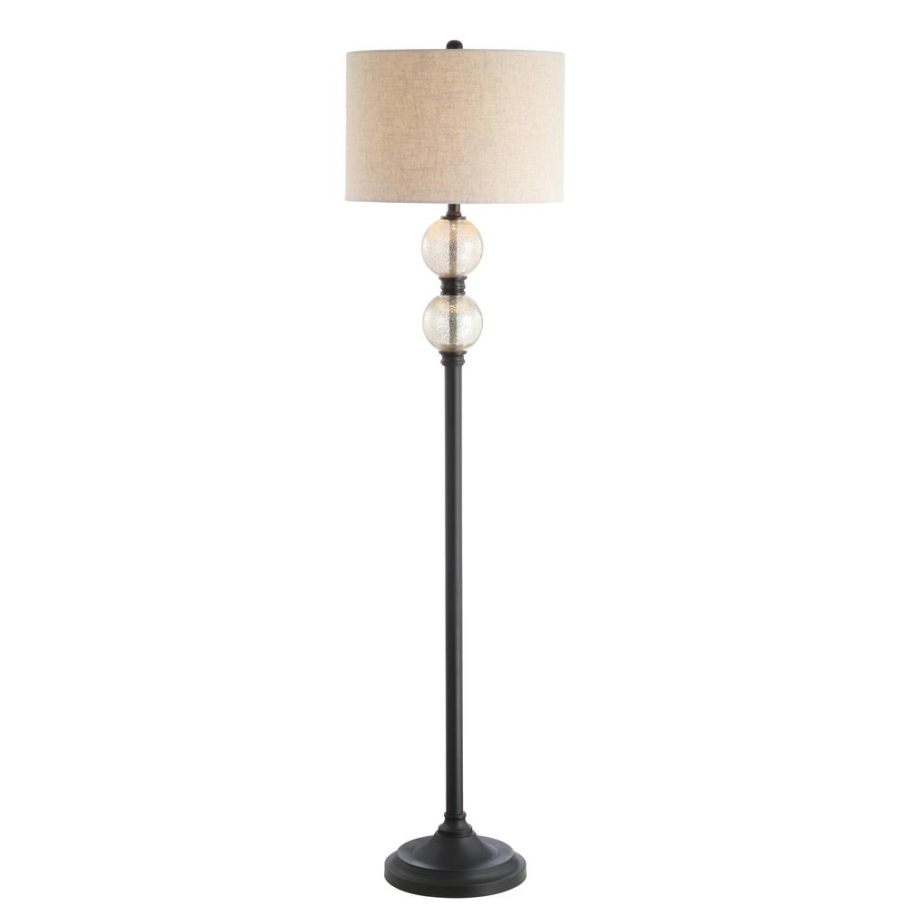 JONATHAN Y January 60 In Glass Metal LED Floor Lamp Mercury Glass Oil   Oil Rubbed Bronze Jonathan Y Floor Lamps Jyl1016a 64 1000 