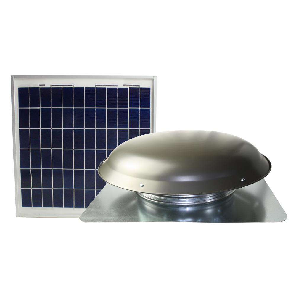 Ventamatic Cool Attic 433 CFM Grey Solar Powered Roof Attic Vent with RoofMounted Solar Panel