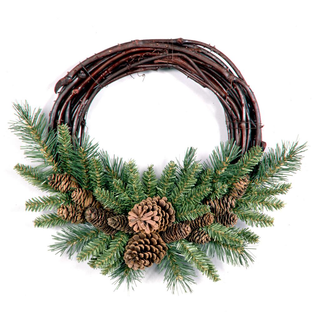 16 in. x 5 in. Pine Cone Grapevine Wreath