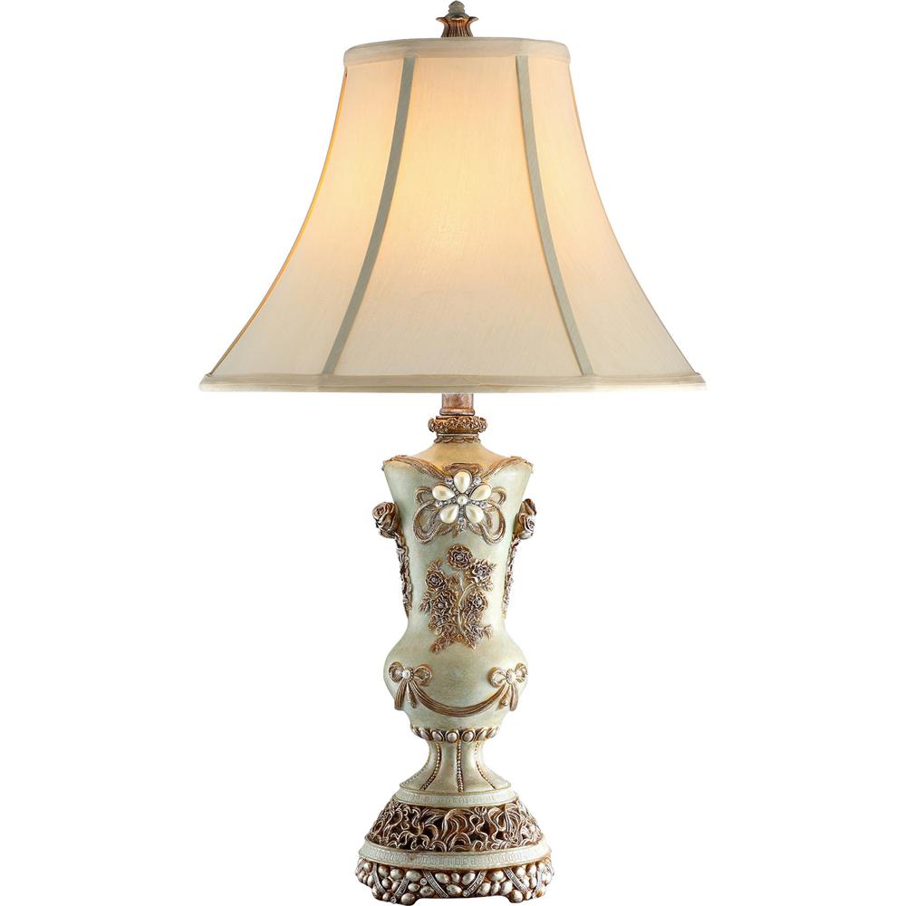 White Vintage Rose Table Lamp 